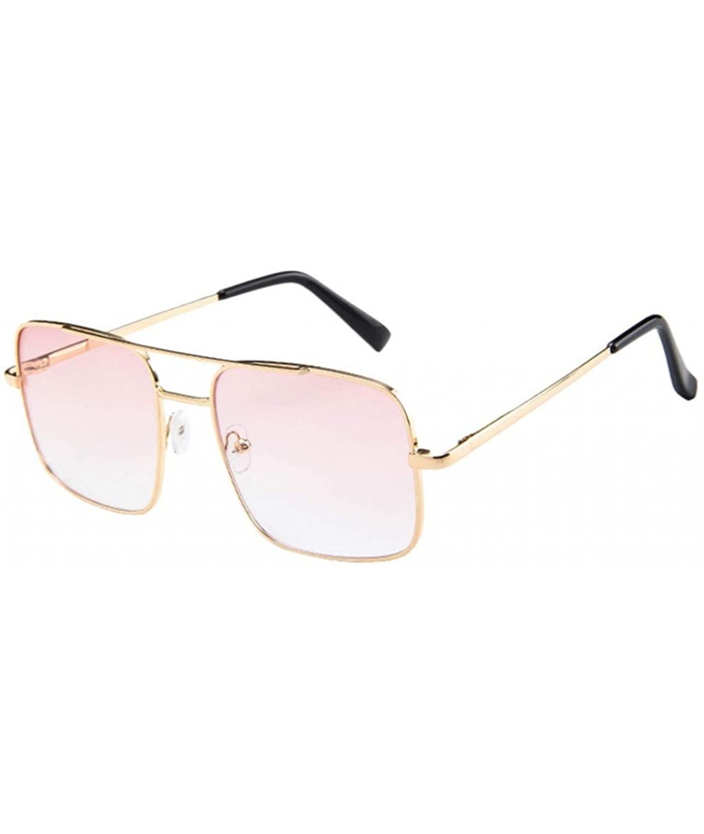 Square Classic Square Metal Sunglasses (Pink) - CF196M3O2C0 $7.28