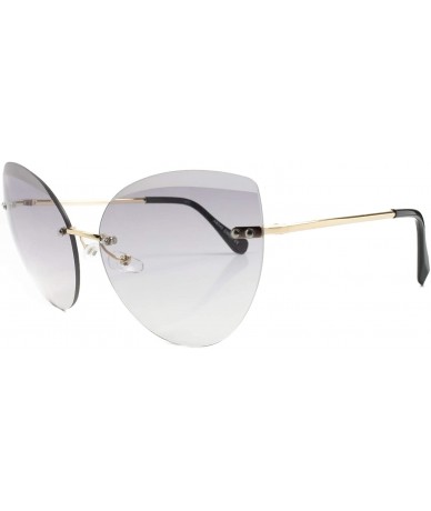 Rimless Classic Oversized Rimless Upscale Womens Cat Eye Lens Sunglasses - Gold & Smoke - CT18SA59UY6 $9.64
