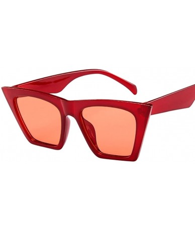 Rectangular Fashion Women Ladies Oversized Sunglasses Vintage Retro Cat Eye Goggle - Red - C218UD46W3D $13.23