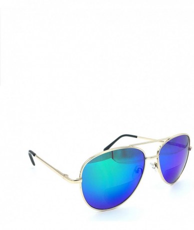 Aviator Bifocal Reading Sunglasses for Men or Women 100% UVA & UVB Mirrored Lens - Green-blue - CI18HCL4H3S $47.75