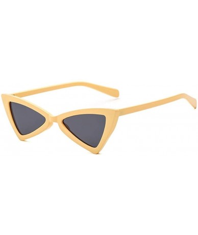 Goggle Retro Metal Hinge Women Cat Eye Sunglasses Fashion Triangle Eyewear - Beige Gray - C218CMNGXDS $20.16