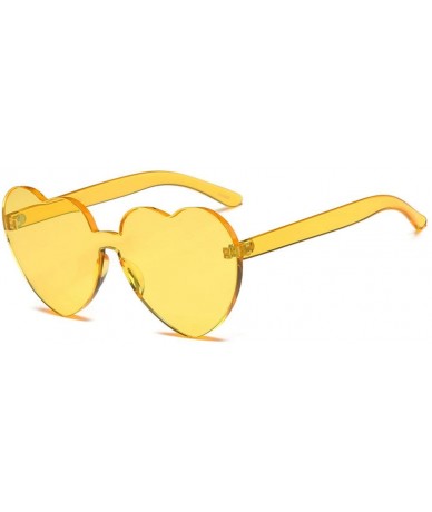 Square Large Oversized Women Cute Heart Shaped Frame Sunglasses Fashion Outdoor Eyewear Anti Uv Sunglass Yellow - Yellow - C9...