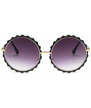 Round Unisex Sunglasses Retro Bright Black Grey Drive Holiday Round Non-Polarized UV400 - Bright Black Light Grey - CE18RI0SG...