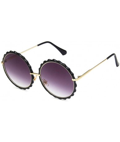 Round Unisex Sunglasses Retro Bright Black Grey Drive Holiday Round Non-Polarized UV400 - Bright Black Light Grey - CE18RI0SG...