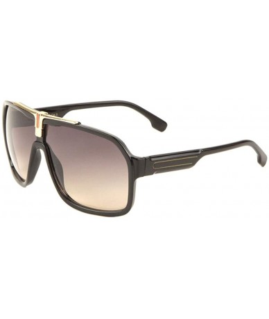 Aviator Geometric One Piece Shield T Shape Metal Top Bar Aviator Sunglasses - Light Brown - C5197YLZYDA $11.63