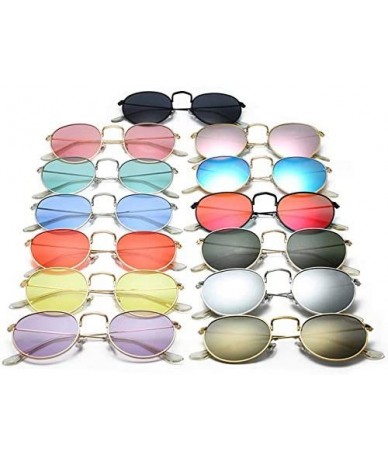 Round Sunglasses Mirror Classic Glasses Driving - Silverblue - C3198MY3CTY $14.32