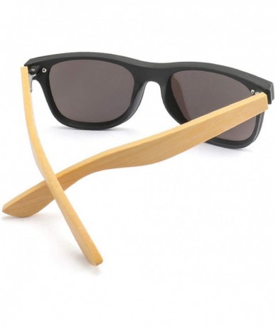 Oversized Vintage Bamboo Wood Frame Men Women Sunglasses Fashion Mirror Coating Sun Glasses Shades Eyewear UV400 - 4 - CC198A...