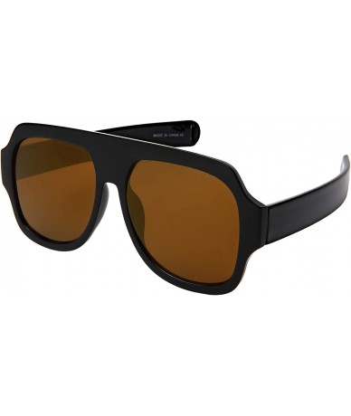 Aviator Square Sunglasses for Women Men Aviator Sunglasses Flat Top 541095 - Black Frame/Gold Mirrored Lens - CB18LGRL8E0 $20.38