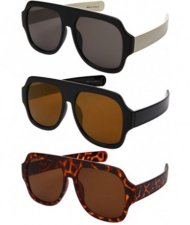 Aviator Square Sunglasses for Women Men Aviator Sunglasses Flat Top 541095 - Black Frame/Gold Mirrored Lens - CB18LGRL8E0 $11.35