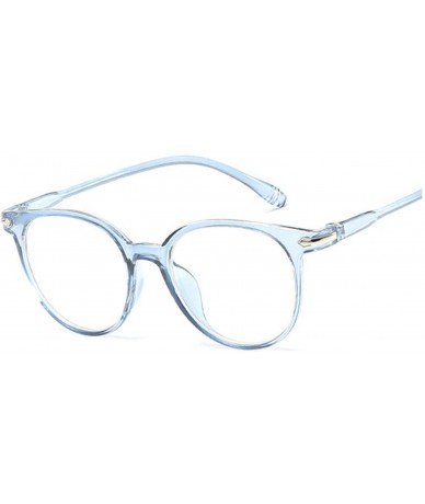 Oval Fashion Vintage Transparent Cat Eye Women Glasses Retro Oval Frame Sun Luxury Blue Eyewear - Blue - C6197A2IUAQ $23.84