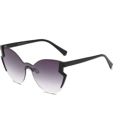 Goggle Women Modern Fashion Rimless Round Cat Eye Oversized Sunglasses - Smoke Black - CL18WR9SWIL $37.10