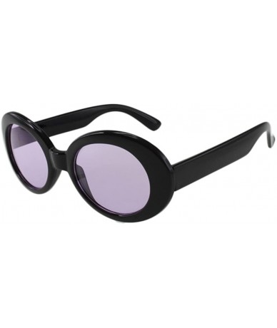 Goggle Kurt - Oval Shaped Celebrity Sunglasses with Microfiber Pouch - Black / Purple - C2187UIEN20 $25.18