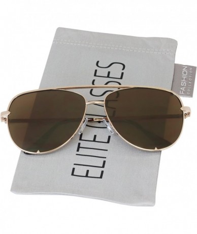Aviator Rose Gold Pink Men Women Sunglasses Aviator Mirrored Metal Oversize Glasses - Gold Mirror - C1180ROWLSS $17.75