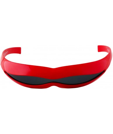 Wrap Futuristic Space Robot Alien Rave DJ Costume Party Cyclops Shield Sun Glasses for Women & Men - Red - Black - CV18TA4X8W...