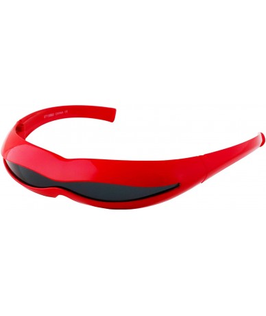 Wrap Futuristic Space Robot Alien Rave DJ Costume Party Cyclops Shield Sun Glasses for Women & Men - Red - Black - CV18TA4X8W...