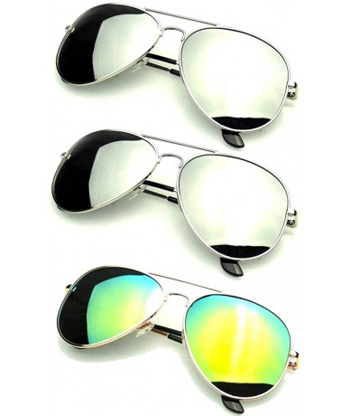 Aviator Bundle Of Sunglasses Bundles 3 Pairs Silver Gold Mens Womens Sun Glasses EE06 - CL18NI7RZN4 $19.30