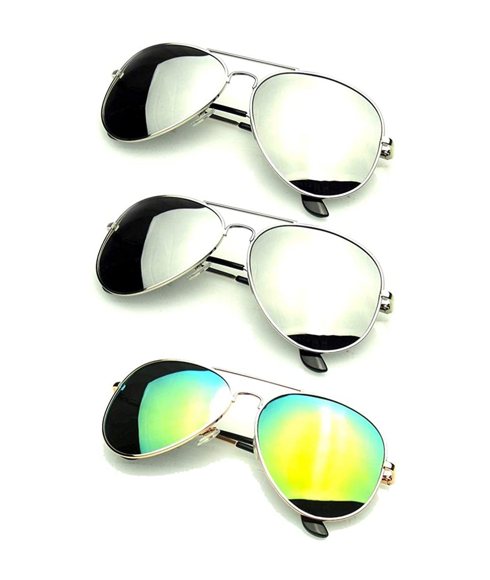 Aviator Bundle Of Sunglasses Bundles 3 Pairs Silver Gold Mens Womens Sun Glasses EE06 - CL18NI7RZN4 $19.30