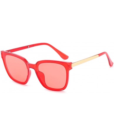 Oversized Classic style Square Sunglasses for Women AC PC UV400 Sunglasses - Red - C218SAT8KHG $12.22