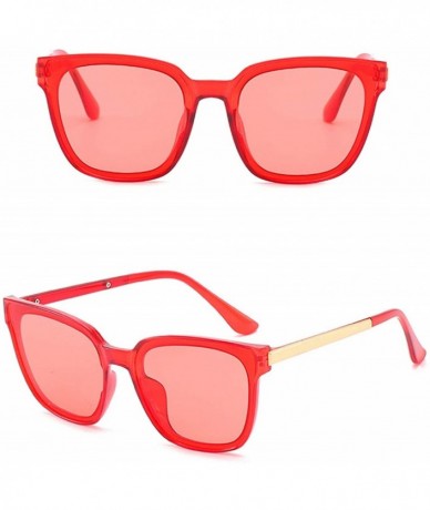 Oversized Classic style Square Sunglasses for Women AC PC UV400 Sunglasses - Red - C218SAT8KHG $12.22