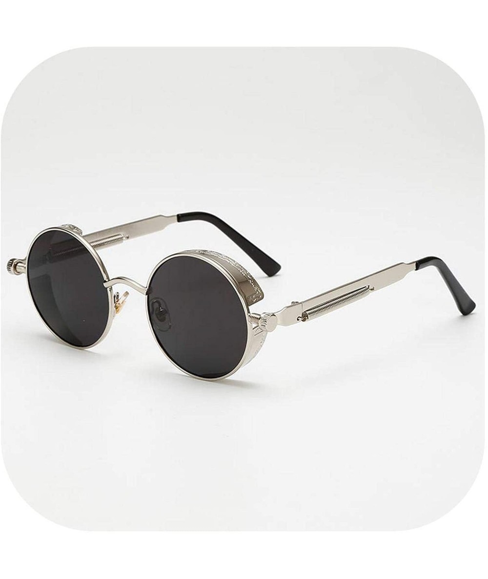 Square Metal Steampunk Sunglasses Men Women Fashion Round Glasses Vintage UV400 Eyewear Shades - 3 - CX199CGX0ZI $34.74