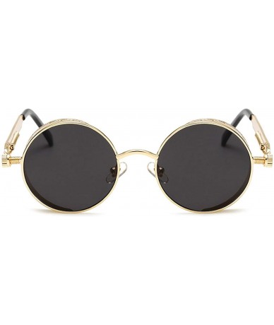 Square Metal Steampunk Sunglasses Men Women Fashion Round Glasses Vintage UV400 Eyewear Shades - 3 - CX199CGX0ZI $34.74