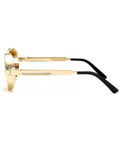 Square Metal Steampunk Sunglasses Men Women Fashion Round Glasses Vintage UV400 Eyewear Shades - 3 - CX199CGX0ZI $61.51