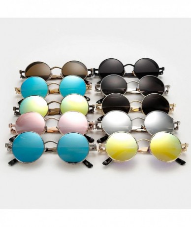 Square Metal Steampunk Sunglasses Men Women Fashion Round Glasses Vintage UV400 Eyewear Shades - 3 - CX199CGX0ZI $61.51