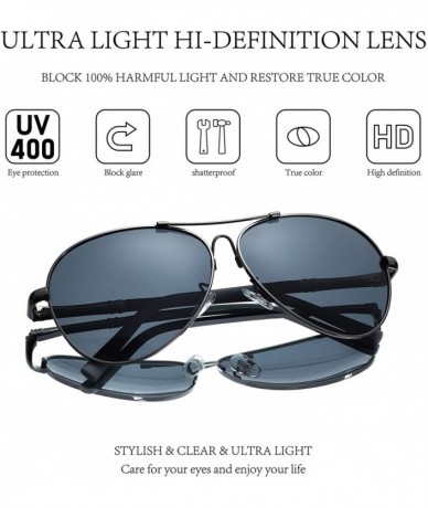 Aviator Polarized Sunglasses For Men And Women And Women Memory-Metal Frame Driving Sun Glasses UV400 Blocking - Gun - CA1989...