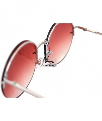 Round SIMPLE Round Two Tone Color Style Fashion Sunglasses for Men and Women - Pink - CU18ZTXIQZZ $9.27