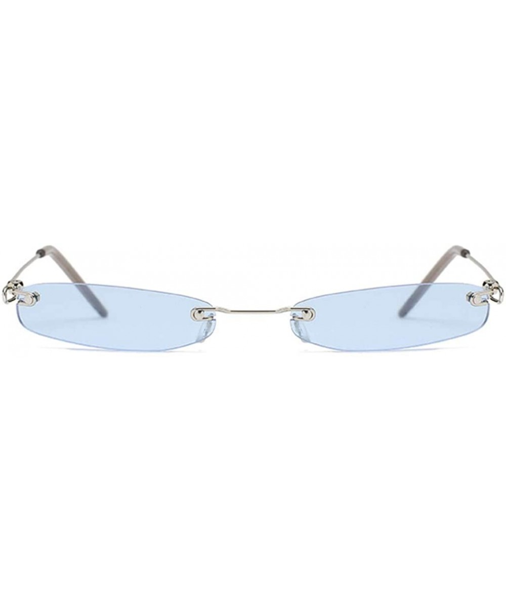 Semi-rimless Ladies Clear Lens Small Narrow Sunglasses Vintage Rimless Rectangle Sunglasses Red Shades Metal Frame Eyewear - ...