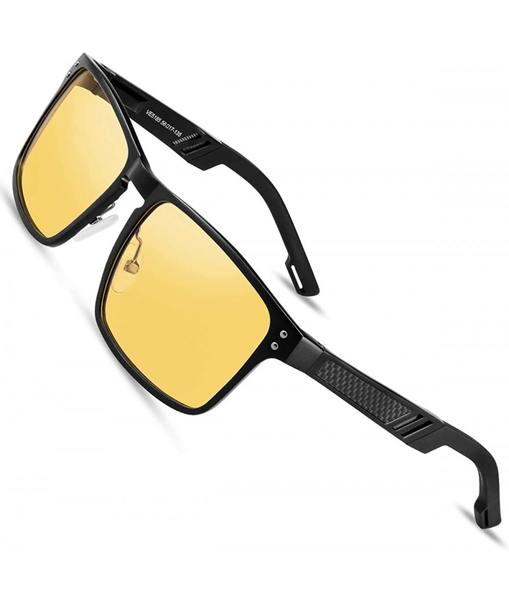 Rectangular Night Vision Glasses - Anti-Glare Glasses for Men Women Al-Mg Metal Frame Safe Driving Glasses - CU18AL84GNM $11.63