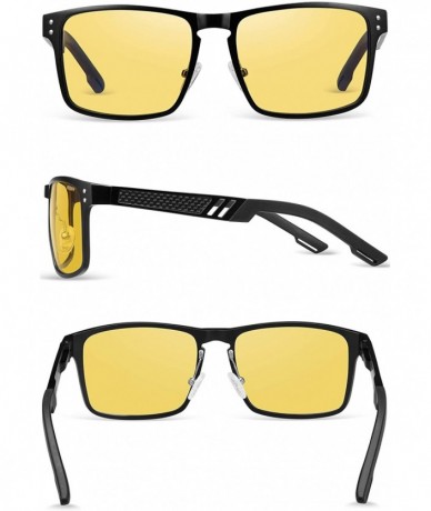 Rectangular Night Vision Glasses - Anti-Glare Glasses for Men Women Al-Mg Metal Frame Safe Driving Glasses - CU18AL84GNM $11.63