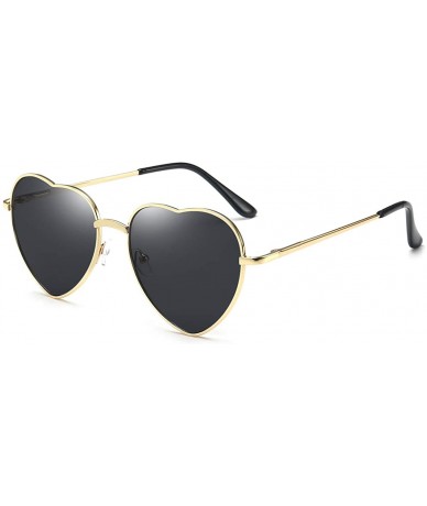 Rimless Heart Sunglasses Thin Metal Frame Lovely Heart Style for Women - Black Lens+gold Frame - CN18WHI4WMM $20.67