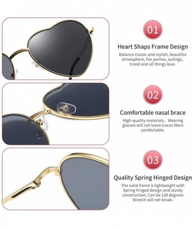 Rimless Heart Sunglasses Thin Metal Frame Lovely Heart Style for Women - Black Lens+gold Frame - CN18WHI4WMM $8.54