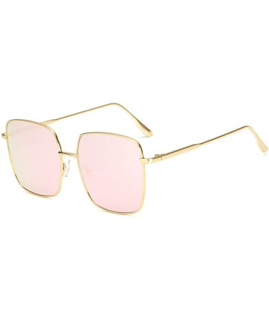Square Retro Oversized Sunglasses for Women Square Metal Frame Non Polarized Lenses - A4 Pink(sunglasses) - C518NMS5Z42 $23.76