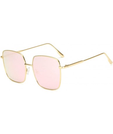 Square Retro Oversized Sunglasses for Women Square Metal Frame Non Polarized Lenses - A4 Pink(sunglasses) - C518NMS5Z42 $9.44