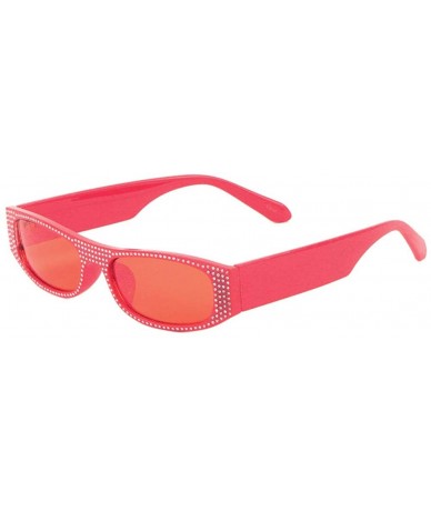 Oval Front Rhinestone Wide Squared Oval Sunglasses - Red - CO197WQ99NG $14.39