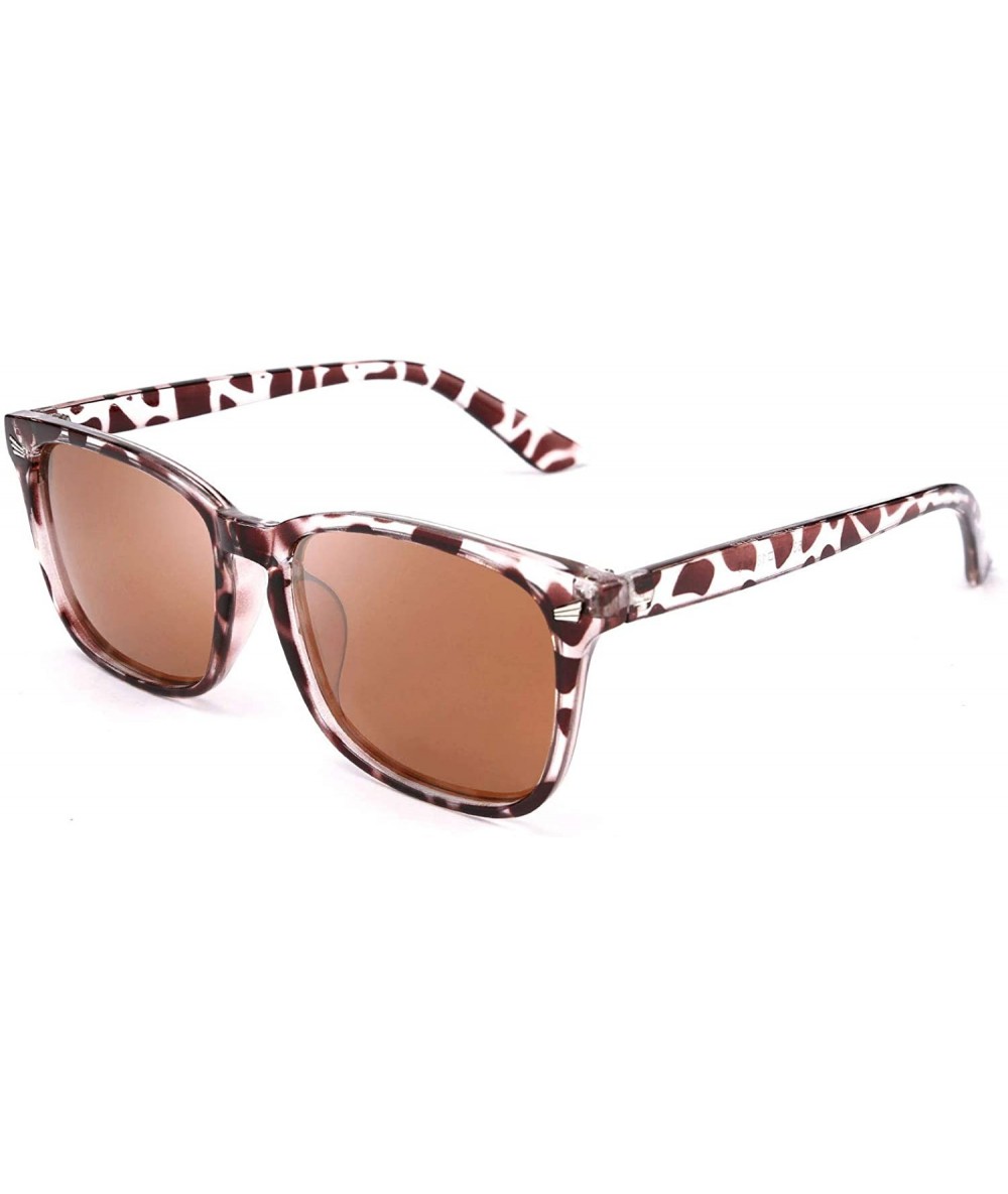 Square Square Horn Polarized Sunglasses Colorful Sunglasses for Men and Women B2568 - 04 Leopard - CJ196089T68 $10.76
