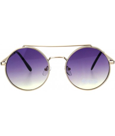 Round Thick Metal Round Circle Lens Steam Punk Hippie Sunglasses - Gold Purple Yellow - C018HLATA8D $10.53