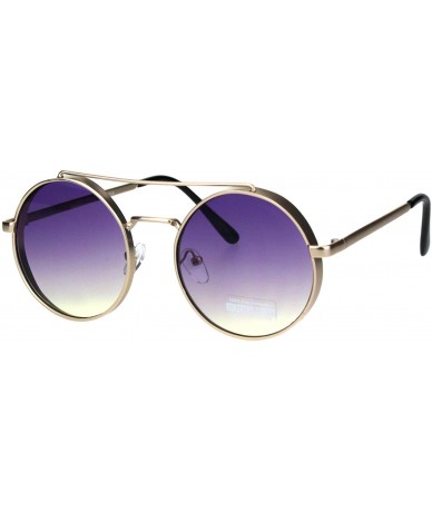 Round Thick Metal Round Circle Lens Steam Punk Hippie Sunglasses - Gold Purple Yellow - C018HLATA8D $10.53
