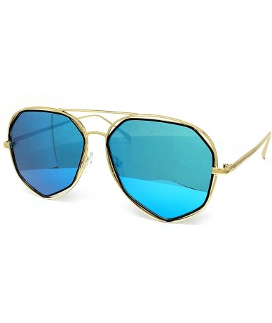 Aviator 6554 Premium Retro Womens Mens Mirror Funky Fashion Geometric Revo Candy Flat Top Aviator Sunglasses - Premium - C218...