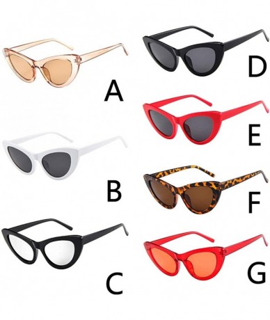 Aviator Women Vintage Shade Glasses Unisex Fashion Cat Eye Sunglasses - E - C518TLY3O46 $6.90
