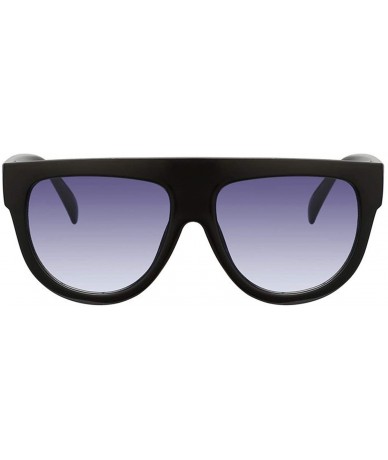 Goggle Flat Top Oversized Women Sunglasses Retro Shield Shape Big Frame Rivet Shades UV400 Eyewear - Blue Brown - C0199CE4EC3...