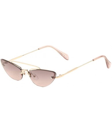 Cat Eye Metal Three Arm Top Bar Rimless Cat Eye Sunglasses - Pink - CM197A6YQWA $15.36