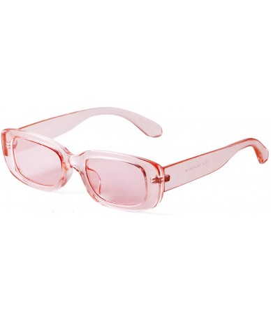 Square Rectangle Sunglasses Women Vintage Retro Glasses Wide Black Tortoise Frame - Transparent Pink - C719D3OY6SS $26.31