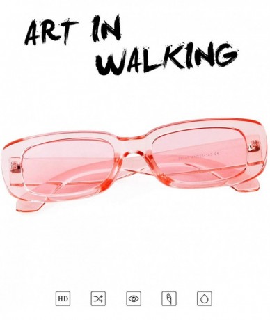 Square Rectangle Sunglasses Women Vintage Retro Glasses Wide Black Tortoise Frame - Transparent Pink - C719D3OY6SS $28.45