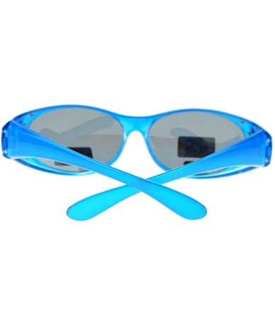 Rectangular Womens Polarized Fit Over Wear Over Reading Glasses Lens Cover Sunglasses Oval Rhinestone Frame - Blue - CT11STO4...