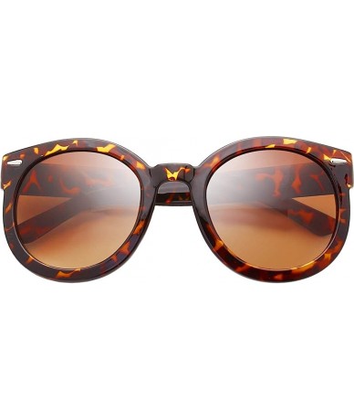 Round Women's Designer Inspired Oversized Round Circle Sunglasses Retro Fashion Style - 2b-tortoise - C718AAO3O3R $18.91