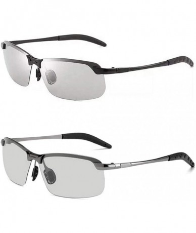 Square Mens Photochromic Polarized Sunglasses for Driving Outdoor Sport with Ultra-light Frame - Black Frame - CS199MZ5OEG $1...