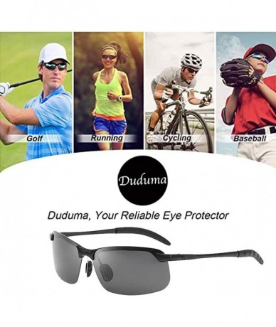 Square Mens Photochromic Polarized Sunglasses for Driving Outdoor Sport with Ultra-light Frame - Black Frame - CS199MZ5OEG $1...